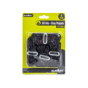 Pack of 4 Black High Vis Guy Ropes  | Summit