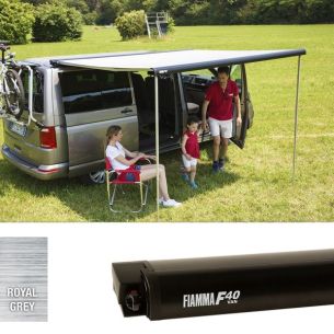 Deep Black F40 Van 270 Royal Grey Fabric | Wind Out Awnings