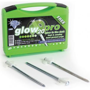 Case of 20 Blue Diamond Glow Pro Pegs 20cm | Glow in the Dark