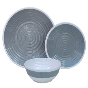 Outdoor Revolution Premium 12pc Melamine Plate and Bowl Set Pastel Grey | Bowls