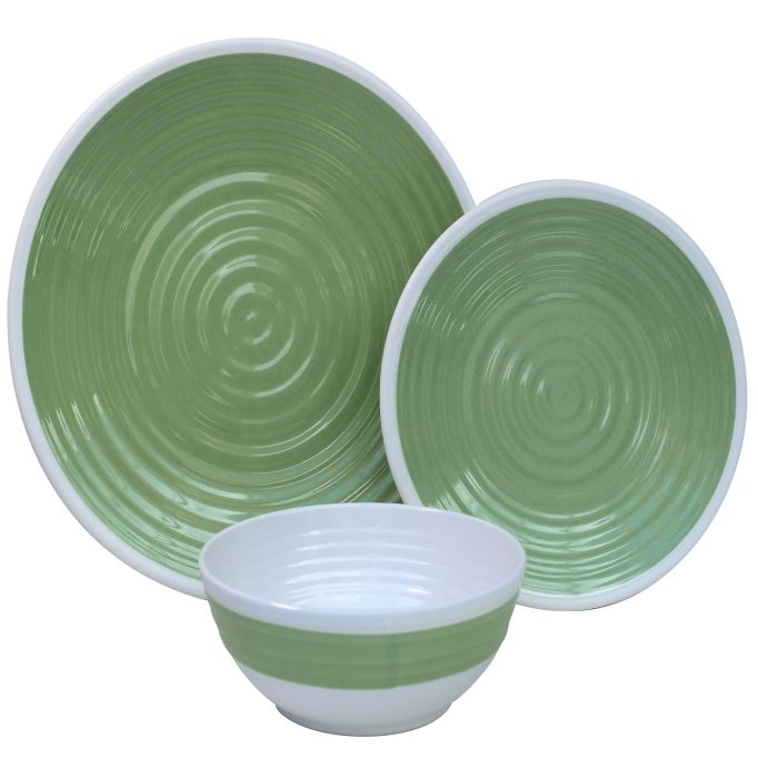 Outdoor Revolution Premium 12pc Melamine Plate and Bowl Set Pastel Lime